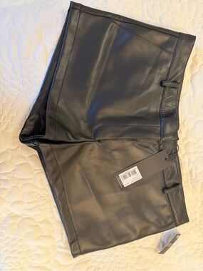Lioness Black Faux Leather Bermuda Shorts